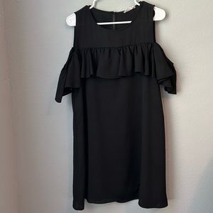 Cold Shoulder Black Ruffle Dress